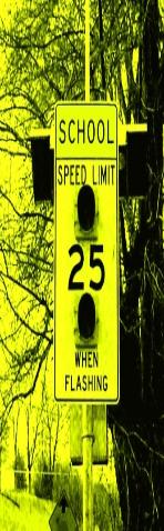 School speed sign with flashing lights